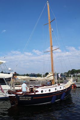 Seven Stars
After spending the past 20 years building his dream sailboat in his yard in upstate New York, Paul Thompson intended to launch his boat in Newport, Rhode Island, but had trouble finding a transport company to haul the boat down to New England shores until Mattapoisett-based Tom Brownell arranged to bring “Seven Stars” to Mattapoisett Harbor, where it was finally launched on August 14. Photos by Mick Colageo August 19, 2021 edition
