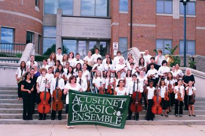 Acushnet Classic Ensemble
The Acushnet Classic Ensemble concluded its twenty-first season with two evening performances on July 22 and July 23, 2010. The ACE numbered 55 musicians this year, ranging from 11 to 18 years of age. The young musicians include residents from Mattapoisett, Marion, Fairhaven, Acushnet, Dartmouth, New Bedford and Westport. Photo courtesy of Doreen Nelsen.
