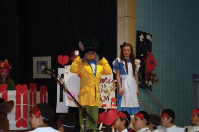 Alice in Wonderland
The Mad Hatter played by Andrew Steele in 'Alice in Wonderland' presented by the Rochester Memorial School fourth grade. Directed by Mrs. Susan Ellis. January 26, 2012 
