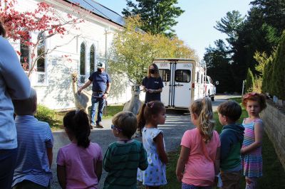 Good News
On October 14, Jeff and Lauren Paine of Pine Meadow Farms in Mattapoisett brought Alpacas “Good News,” a two-year-old male, and “Patience,” a 10-year-old female, to the Loft School in Marion, where Debbi Dyson's Pre-K class has been learning about Peru and the country’s alpacas and llamas. Pine Meadow will host an Open House on October 30. Photos by Mick Colageo
