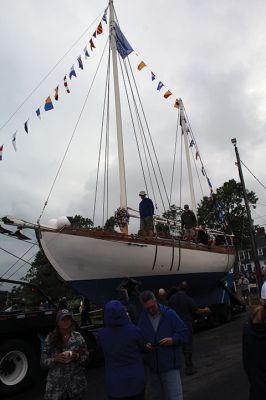 Arabella
A large crowd gathered on a rainy Saturday morning at Shipyard Park and Mattapoisett Harbor to witness the launch of “Acorn to Arabella,” a wooden sailboat made by hand in western Massachusetts. Photos by Mick Colageo
