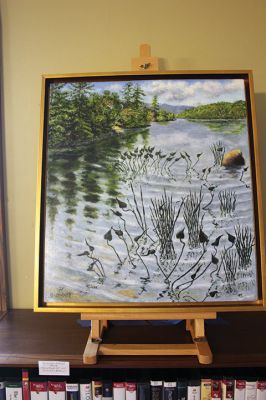 JP Powel
South Dartmouth artist JP Powel first draws an image, then paints it out. His display at the Mattapoisett Free Public Library will be up through September. Photos by Marilou Newell and Mick Colageo
