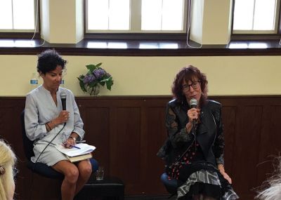 One Book, Tri-Town
Best selling author Barbara Shapiro and local journalist Lauren Daley engaged in a wide-ranging conversation covering Shapiro’s critically acclaimed novels The Muralist and The Art Forger at The Mattapoisett Public Library on May 19. The presentation was the culmination of the One Book, Tri-Town program. Photo by Marilou Newell
