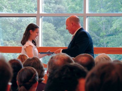 ORR Underclassmen Awards
Leah Thomas receives one of her numerous awards from Assistant Principal Michael Parker. Photo by Anne Smith.
