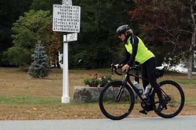 BBC Watershed Ride
The Buzzards Bay Coalition’s 13th annual Watershed Ride pedaled its way through the Tri-Town on Sunday, October 6, taking participants on three different courses that wound through the land that surrounds Buzzards Bay the way gold enfolds a pearl. A record 307 cyclists raised a record $213,000 for clean water this year. Photos by Jean Perry
