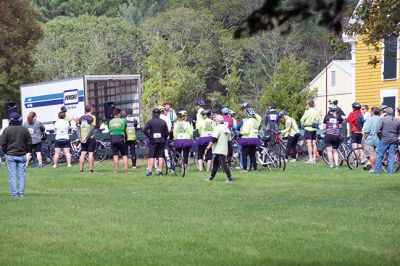 Buzzards Bay Watershed Ride 
It was a windy ride for the 120 participants of the 9th Annual Buzzards Bay Watershed Ride on October 4. From Westport to Falmouth, cyclists rode either the 75-mile or 35-mile route to raise funds for the Buzzards Bay Coalition, bringing in nearly $90,000. Riders paused at Eastover Farm in Rochester for a lunch break before continuing on for the remaining 35 miles. Photos by Colin Veitch
