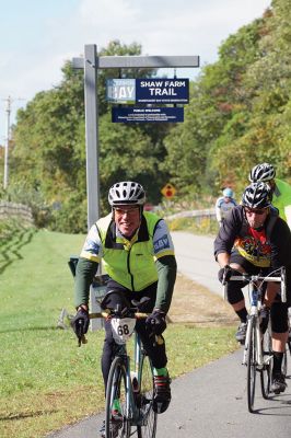 Buzzards Bay Watershed Ride 
It was a windy ride for the 120 participants of the 9th Annual Buzzards Bay Watershed Ride on October 4. From Westport to Falmouth, cyclists rode either the 75-mile or 35-mile route to raise funds for the Buzzards Bay Coalition, bringing in nearly $90,000. Riders paused at Eastover Farm in Rochester for a lunch break before continuing on for the remaining 35 miles. Photos by Colin Veitch
