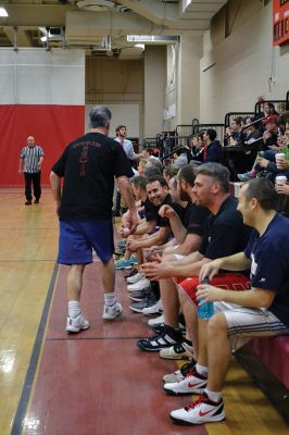  Students Teacher Basketball
 Students and teachers did about as much playing around as they did playing basketball during the students versus teachers co-ed basketball game at Old Rochester Regional High the evening of March 7. The teams were neck and neck throughout the evening – students in white and teachers in black – and neither team seemed to have an advantage over the other at any point during the game. Photo by Jean Perry
