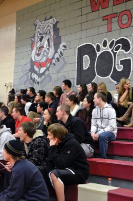  Students Teacher Basketball
 Students and teachers did about as much playing around as they did playing basketball during the students versus teachers co-ed basketball game at Old Rochester Regional High the evening of March 7. The teams were neck and neck throughout the evening – students in white and teachers in black – and neither team seemed to have an advantage over the other at any point during the game. Photo by Jean Perry
