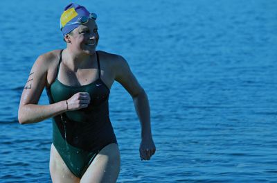 Buzzards Bay Swim
210 swimmers braved the waters of Buzzards bay for the Buzzards Bay Coalition’s 21st annual Buzzards Bay Swim. (above) Leslie Hartfort of Marion. Photos by James Gerke
