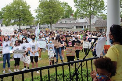 Black Lives Matter
Several hundred people marched from the Mattapoisett Park and Ride on North Street down to Shipyard Park on June 5 to participate in a “Black Lives Matter” protest organized by Bridgewater State University professor Sarah Thomas and Bristol Community College professor Stacie Hess and promoted by Tri-Town Against Racism. Photo by Mick Colageo
