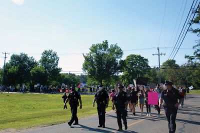 BLM Rochester
A “Black Lives Matter” protest march drew hundreds to Rochester late in the afternoon of June 12. Escorted by several Rochester policemen on foot, participants who had gathered in front of Town Hall marched down Dexter Lane to the police station, where several individuals spoke about racism and told stories of discrimination based on skin color. The protest was organized by Wareham resident Alexis Sylvia, who had spent several years living in Mattapoisett and Rochester. Photos by Mick Colageo
