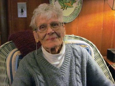 Boston Post cane
Virginia Hathaway, 98, of Marion was recently presented with the Boston Post Cane during a private gathering with Marion Selectman Jonathan Henry. The Boston Post Cane is held by the oldest citizen in the town. 
