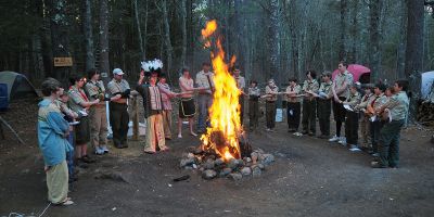 Crossover Ceremony
Boy Scout Troop 53 camped at Camp Tinkham from Friday, April 8, 2011 through Sunday, April 10, 2010. On Saturday, April 9, 2011 the troop held a crossover ceremony, where Webelos Scouts cross over to become Boy Scouts. Photo courtesy of Bodil Perkins.
