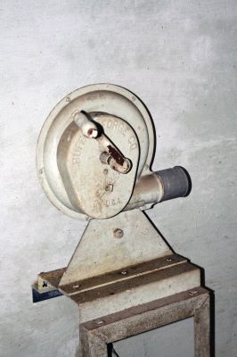 Bombs Away
A look into a bomb shelter discovered by the owner at the former Dempseys Village Sampler in Rochester. A hand crank air ventilator used for circulating air in the bomb shelter. Photo by Paul Lopes
