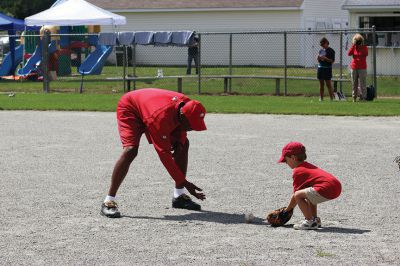 Rochester Police Brotherhood Baseball Clinic
Former Red Sox luminaries Dennis “Oil Can” Boyd, Sam Horn, and Jim Corsi joined the Rochester Police Brotherhood for a kids baseball clinic and benefit softball game on Saturday. Photo by Nick Walecka. 
