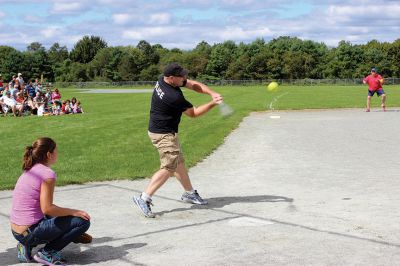 Rochester Police Brotherhood Baseball Clinic
Former Red Sox luminaries Dennis “Oil Can” Boyd, Sam Horn, and Jim Corsi joined the Rochester Police Brotherhood for a kids baseball clinic and benefit softball game on Saturday. Photo by Nick Walecka. 
