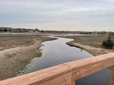 Mattapoisett Bike Path
A newly signed Memorandum of Understanding between the Town of Mattapoisett and the Commonwealth of Massachusetts has opened the Shining Tides section of the Mattapoisett Bike Path. On Monday, people and dogs could be seen along the attractive structure that connects Reservation Road to Goodspeed Island Road. Photo by Faith Ball
