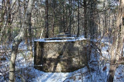 Marion Shared Use Path 
At one time an open field, this wooded area behind the Benson Brook Landfill in Marion was home to a tower. Its cable anchors are still in place, along with pieces of a very rusty automobile frame. Photos by Mick Colageo
