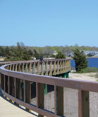 Mattapoisett Bike Path
A newly signed Memorandum of Understanding between the Town of Mattapoisett and the Commonwealth of Massachusetts has opened the Shining Tides section of the Mattapoisett Bike Path. On Monday, people and dogs could be seen along the attractive structure that connects Reservation Road to Goodspeed Island Road. Photos by Mick Colageo - May 4, 2023 edition
