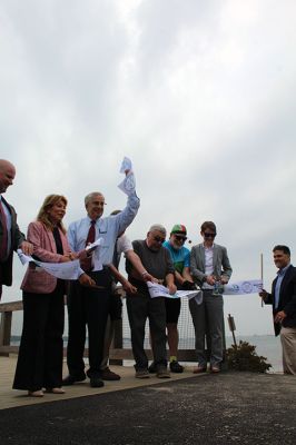 Shining Tides Multiuse Pathway
The official opening of the Shining Tides multiuse pathway took place on June 12 with approximately 75 people gathered to applaud the 20-year effort. The Massachusetts Department of Transportation hosted the ribbon-cutting event where the elevated bridge span crosses the Mattapoisett River and Eel Pond marshlands. Representative William Straus noted the hard work of both local volunteers and government members, as well as the support and work done by those associated with Secretary of Transportation 
