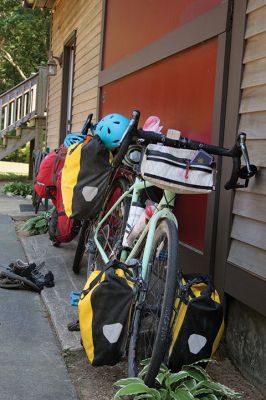 Homecoming Queens 
Colleen Oakes, originally from Marion, and Renee Buteyne, from Rochester, finished the trip of a lifetime on Monday, July 16, having ridden across the United States on their bicycles. Leaving Portland, Oregon on May 2, the two childhood friends arrived at Buteyne’s parents’ driveway about a month earlier than anticipated, greeted by family, friends, confetti, cookies, and of course, hugs. Photos by Jean Perry
