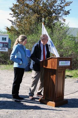 Mattapoisett Bike Path
It’s official! The ground has been broken for the next phase of the Mattapoisett bike Path! On April 25, MassDOT officials, town officials, YMCA reps, and Representative Bill Straus joined Mattapoisett residents in a celebratory ceremony early Thursday morning to reflect on the project’s long journey and throw some ceremonial sand with shiny silver shovels. Photo by Jean Perry
