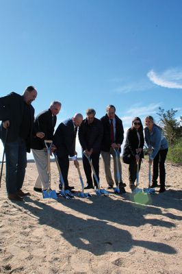 Mattapoisett Bike Path
It’s official! The ground has been broken for the next phase of the Mattapoisett bike Path! On April 25, MassDOT officials, town officials, YMCA reps, and Representative Bill Straus joined Mattapoisett residents in a celebratory ceremony early Thursday morning to reflect on the project’s long journey and throw some ceremonial sand with shiny silver shovels. Photo by Jean Perry
