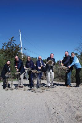 Mattapoisett Bike Path
It’s official! The ground has been broken for the next phase of the Mattapoisett bike Path! On April 25, MassDOT officials, town officials, YMCA reps, and Representative Bill Straus joined Mattapoisett residents in a celebratory ceremony early Thursday morning to reflect on the project’s long journey and throw some ceremonial sand with shiny silver shovels. Photo by Jean Perry
