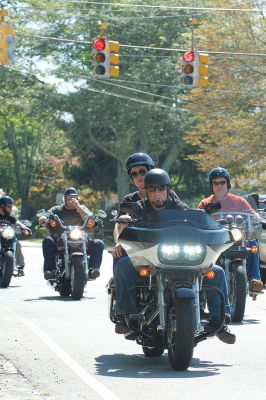 Brad Barrows Ride
The annual Brad Barrows Ride took place on Saturday, September 19, with around 60 to 70 participants riding on roughly 40 motorcycles. The fundraiser proceeds go to fund local youth sports, a cause that was dear to the late Barrows’ heart. Barrows was the owner of the bad “Brad’s” in Mattapoisett until his death in 2007. Photos by Colin Veitch
