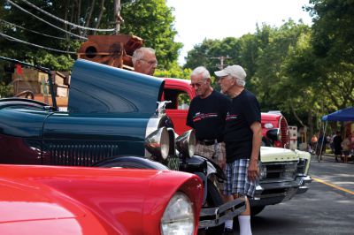 Marion Block Party
A classic car show was part of the festivities at the Marion Block Party on Saturday, August 25, 2012.  About a dozen cars from the 1920s-1970s were on display across from the Town Hall.  Some owners offered rides around town in their vintage vehicles.  Photo by Eric Tripoli.
