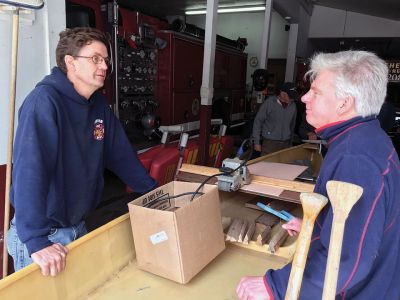 Boat Building Open House
Rochester Memorial Day Boat Race first-time participants Blake Gagne, David Gagne, Corielle Wilkinson, and Daniel Gagne attended the boat building open house held on April 14 at the Rochester Fire Department by the race committee. Photo by Marilou Newell
