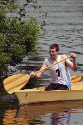 Boat Race
The 2010 Rochester Memorial Day Boat Races got off to a good start in warm, sunny weather. About 90 registrants rowed their boats from Grandma Hartleys Reservoir on Snipatuit Road, down the Mattapoisett River, and to the finish line at the Herring Weir on Route 6 in Mattapoisett. Photo by Anne OBrien-Kakley.
