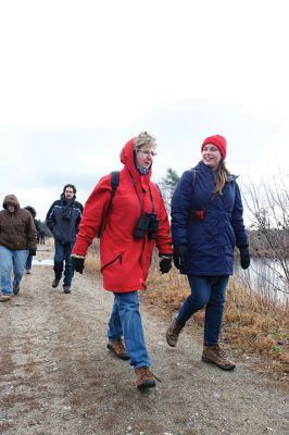 The Bogs in Mattapoisett 
The Buzzards Bay Coalition on Saturday, January 16 led a group through The Bogs in Mattapoisett for a winter hike. Walkers donned raingear just in case the rain wasn’t quite over yet. Photos by Colin Veitch
