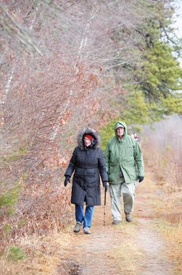 The Bogs in Mattapoisett 
The Buzzards Bay Coalition on Saturday, January 16 led a group through The Bogs in Mattapoisett for a winter hike. Walkers donned raingear just in case the rain wasn’t quite over yet. Photos by Colin Veitch
