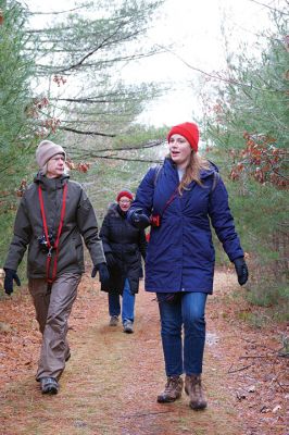 The Bogs in Mattapoisett 
The Buzzards Bay Coalition on Saturday, January 16 led a group through The Bogs in Mattapoisett for a winter hike. Walkers donned raingear just in case the rain wasn’t quite over yet. Photos by Colin Veitch
