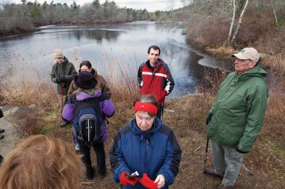 The Bogs in Mattapoisett 
The Buzzards Bay Coalition on Saturday, January 16 led a group through The Bogs in Mattapoisett for a winter hike. Walkers donned raingear just in case the rain wasn’t quite over yet. Photos by Colin Veitch
