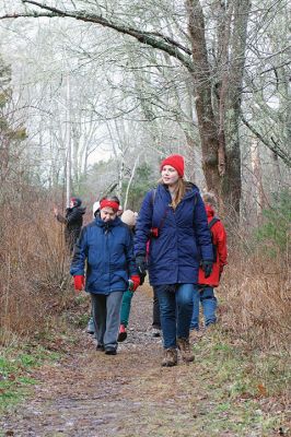 The Bogs in Mattapoisett 
The Buzzards Bay Coalition on Saturday, January 16 led a group through The Bogs in Mattapoisett for a winter hike. Walkers donned raingear just in case the rain wasn’t quite over yet. Photos by Colin Veitch
