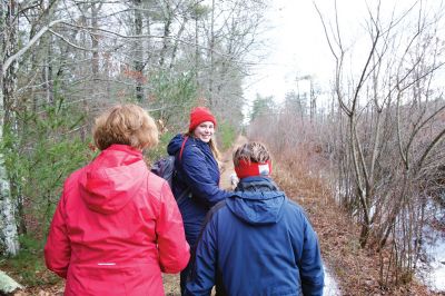 The Bogs in Mattapoisett 
The Buzzards Bay Coalition on Saturday, January 16 led a group through The Bogs in Mattapoisett for a winter hike. Walkers donned raingear just in case the rain wasn’t quite over yet. Photos by Colin Veitch
