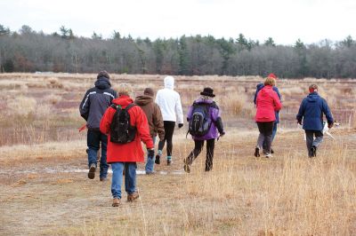 The Bogs in Mattapoisett 
The Buzzards Bay Coalition on Saturday, January 16 led a group through The Bogs in Mattapoisett for a winter hike. Walkers donned raingear just in case the rain wasn’t quite over yet. Photos by Colin Veitch
