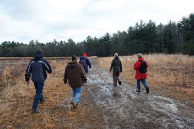 The Bogs in Mattapoisett 
The Buzzards Bay Coalition on Saturday, January 16 led a group through The Bogs in Mattapoisett for a winter hike. Walkers donned raingear just in case the rain wasn’t quite over yet. Photos by Colin Veitch
