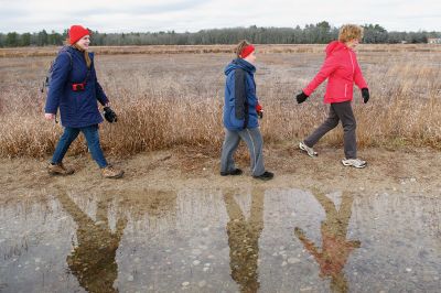 The Bogs in Mattapoisett 
The Buzzards Bay Coalition on Saturday, January 16 led a group through The Bogs in Mattapoisett for a winter hike. Walkers donned raingear just in case the rain wasn’t quite over yet. Photos by Colin Veitch
