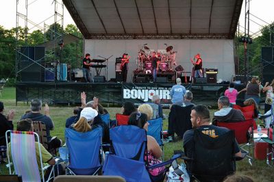 BonJourney
Hundreds packed the grounds at Silvershell Beach in Marion on Saturday, July 12 to see “BonJourney” perform at the Marion Police Brotherhood annual Summer Concert. Local young guitarist Aaron Norcross Jr. and Patrick Fitzsimmons of Vermont also performed. Photos by Jean Perry
