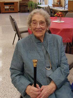 Rochester’s Boston Post Cane
Rochester’s Boston Post Cane was passed down to Marion Thomas, 98, on Monday, August 3 at the Rochester Senior Center. Thomas was surrounded by four generations of family members as Selectman Naida Parker deemed Thomas the town’s oldest citizen. Photos by Jean Perry
