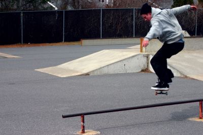 Skate Dream
Brandon Westgate jumps the rail at the Mattapoisett skate park on March 18, 2011. Mr. Westgate made a profession out of a hobby and is sponsored by several professional skateboard supply companies. Photo by Chris Martin.
