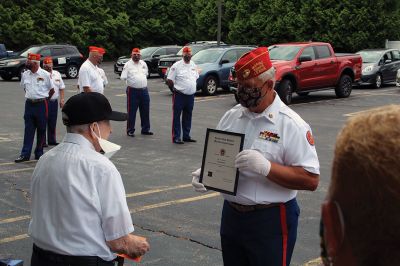 100th Birthday
Paul Brown, Mattapoisett resident and a World War II veteran, was celebrated on Friday, July 24 on his 100th birthday, by the Marine Corps League of New Bedford and a gathering of local supporters. Photos by Mick Colageo
