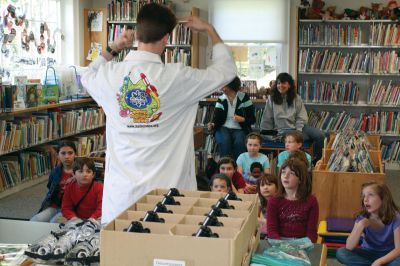 Bugs, bugs, bugs
Do you know the difference between a bug and an insect? Are you well-versed in the parts of an insect  the head, thorax and abdomen? It was all things bugs when a Mad Scientist came to the Plumb Library in Rochester on April 22, 2010. Over a dozen children enjoyed the April vacation bug demonstration with hands-on activities and learning fun. Photo by Anne OBrien-Kakley.
