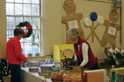 Candyland
Candyland Faire Fun - the rain didnt stop Holiday-minded buyers from attending the Mattapoisett Congregational Churchs Candyland Faire on November 14, 2009. It was standing-room only as people browsed through tables of hand-knitted sweaters, fudge, baked goods, festive dishes and more. Even Mrs. Claus took a break from her busy schedule to attend!  Photo by Anne OBrien-Kakley
