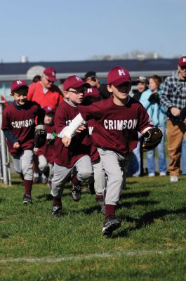 Opening Day
It was Opening Day  for the Old Rochester Little League April 28th. Wally the Green Monster and Former Red Sox Pitcher and South Coast native Brian Rose were on hand for the parade and opening ceremony. Photo by Felix Perez. May 3, 2012 edition
