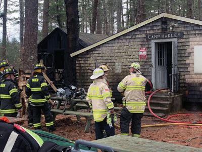 Scout Camp Fire
Marion Boy Scouts Troop 32 and Cub Scouts Pack 32 are in need of assistance after a March 8 brush fire destroyed buildings and equipment at Camp Hadley. Marion Fire reported on its Facebook page that the department received a 911 call for a brushfire that got away from an adjacent property owner. Engine No. 1 arrived to discover the fire had quickly spread to both of the outbuildings used by Camp Hadley. Mutual aid followed from Wareham, Mattapoisett and Rochester Fire departments, 
